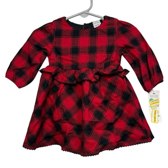 Carter’s 3 Month Red Plaid Flannel Dress - Picture 1 of 2
